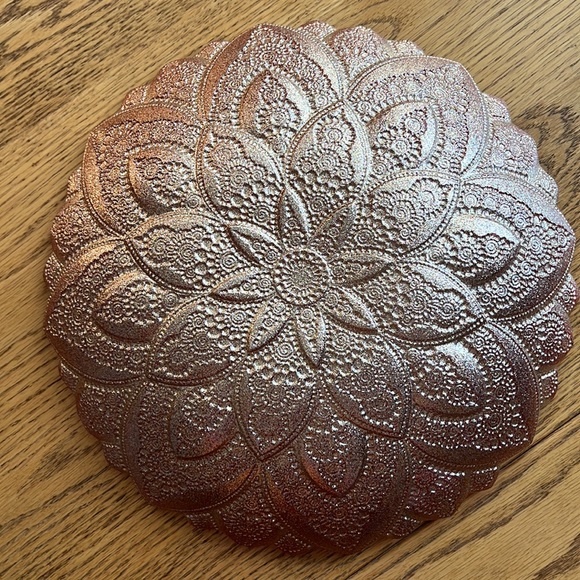 Villa Collection Handpainted Red Gold Floral Serving Decorative Bowl 13” Round - Picture 4 of 7